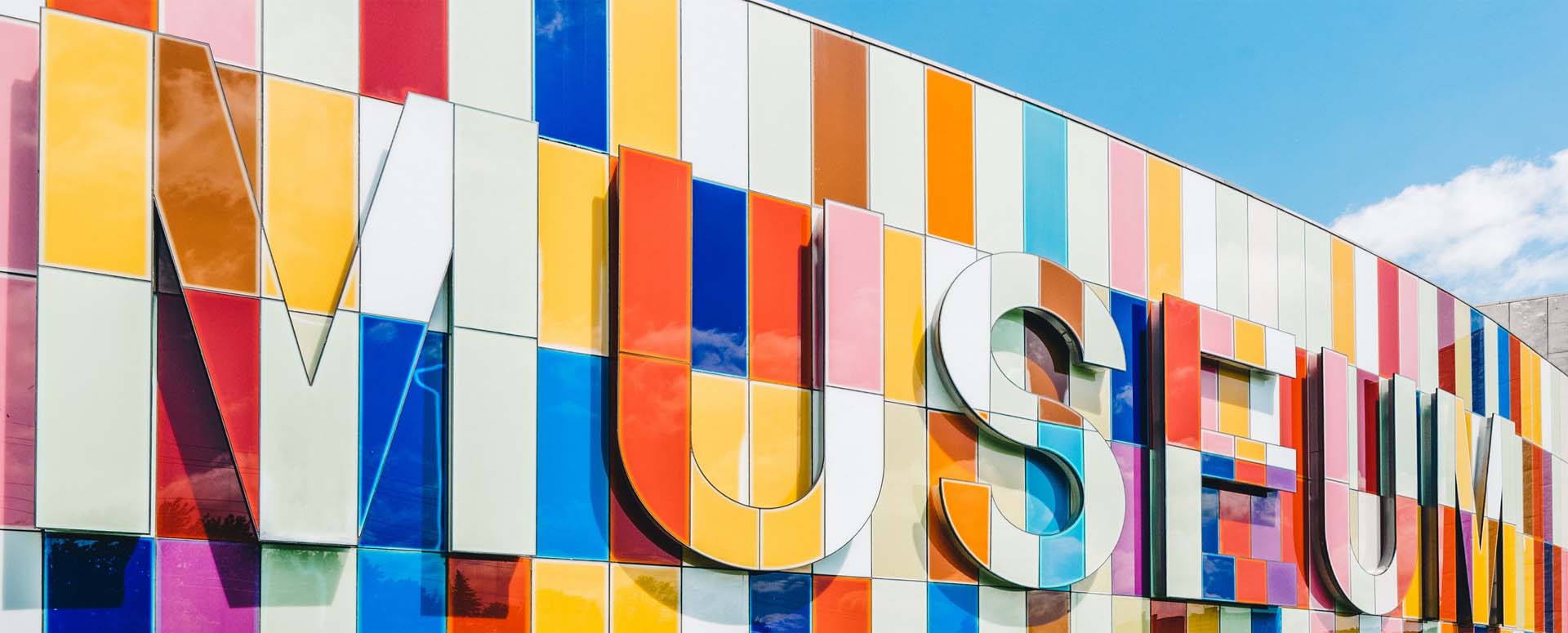 Image of a museum with colorful letters